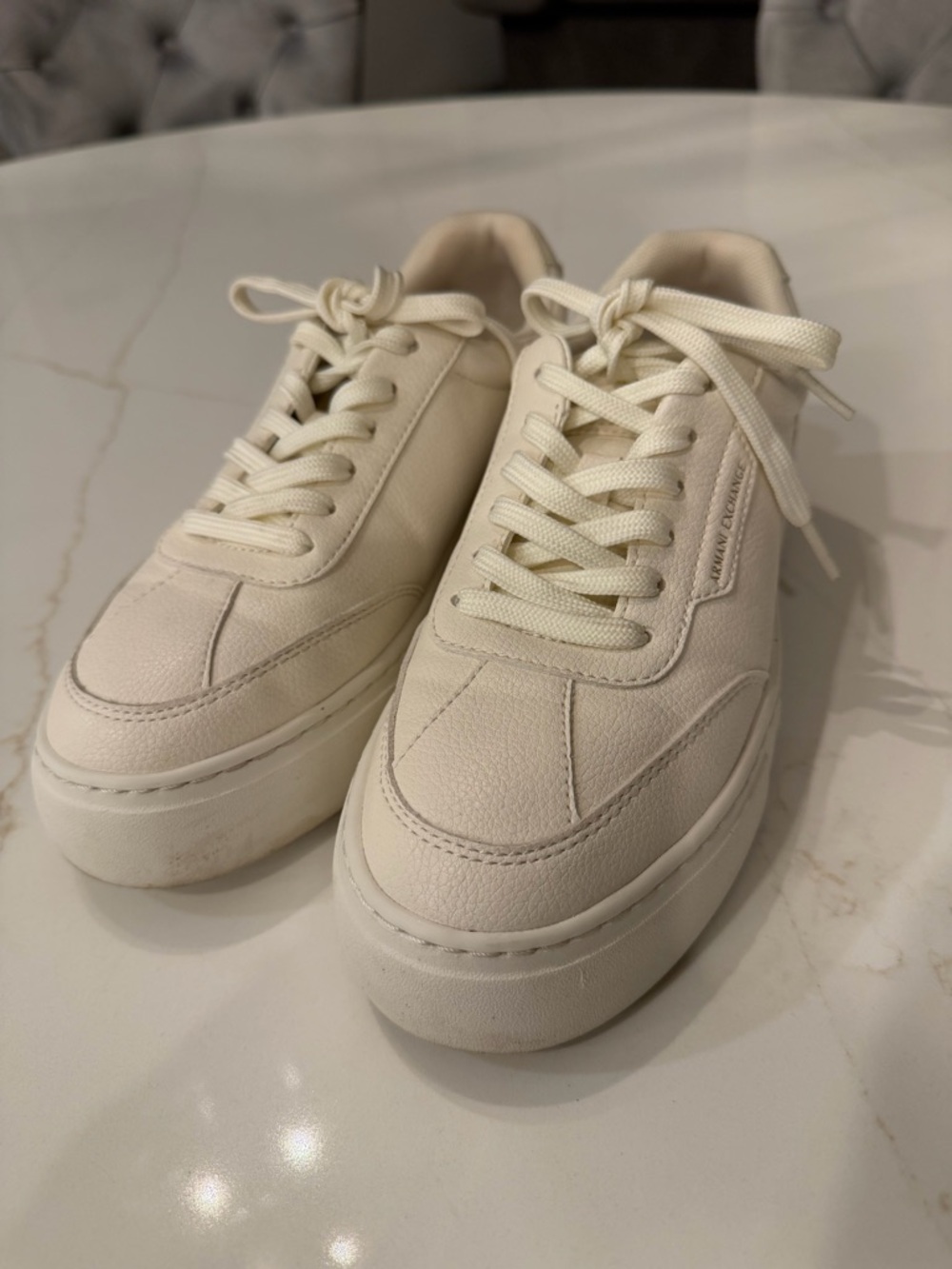 A/X Armani Exchange Cream Platform Sneakers